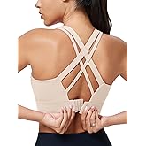 Sports Bras for Women High Support, High Impact Running Criss Cross Strappy Bra Crop Top, Molded Cup, Hook and Eye Closure