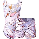 Dancina Marble Line Gymnastics Leotards for Girls with Shorts for Ages 4-16