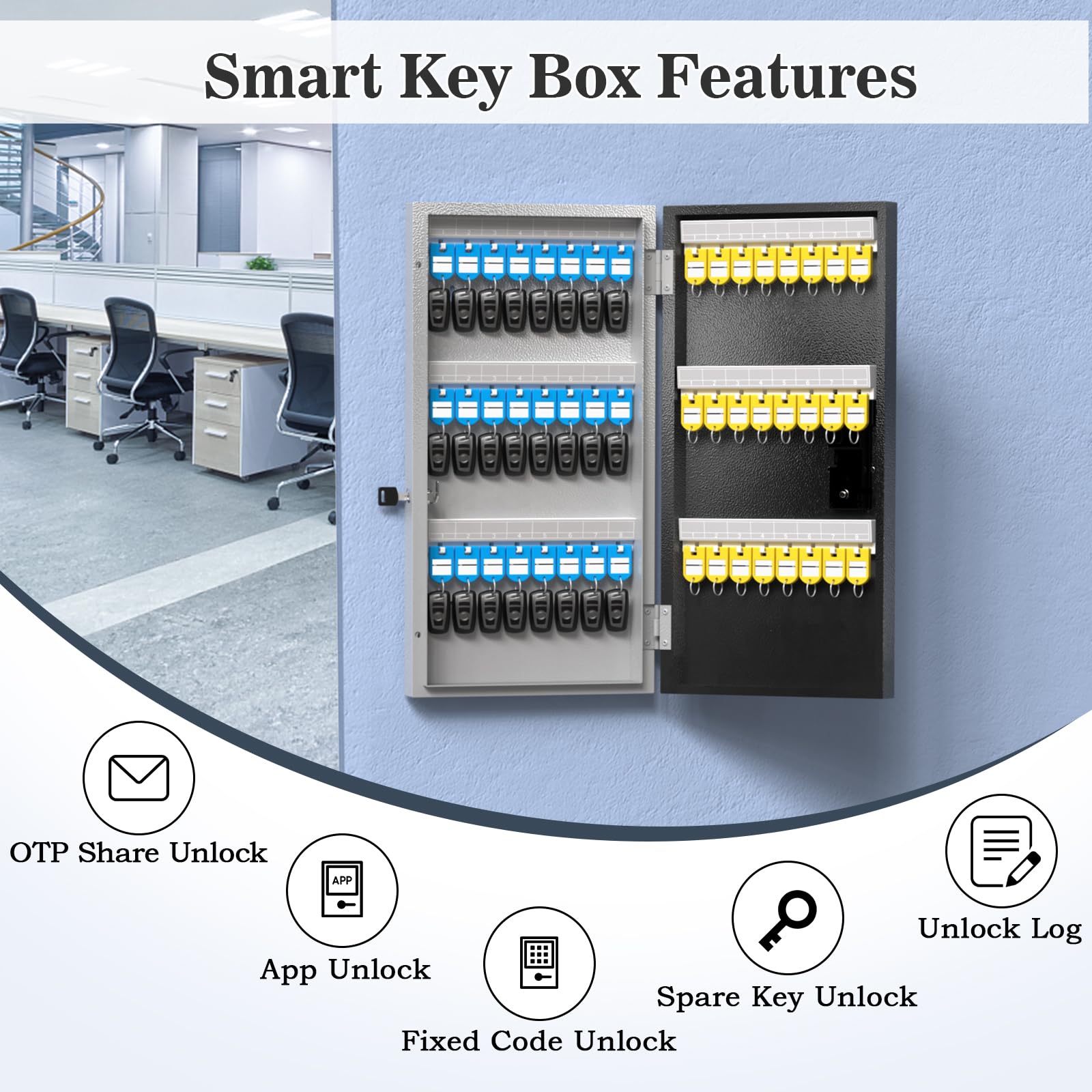 Mua DiDiHere 48 Key Lock Box Wall Mount, Smart Key Cabinet One Time ...