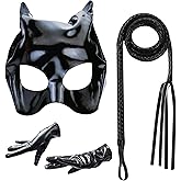 Funsveta Soocat Women's Cat Half Face Mask Halloween Cat Costume Role Playing Accessories