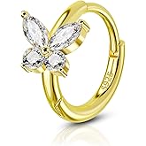 Agrewd 925 Sterling Silver Helix Earrings 20G Butterfly Helix Rook Earrings Surgical Steel Rook Piercing Jewelry Lobe Earring 6/8MM