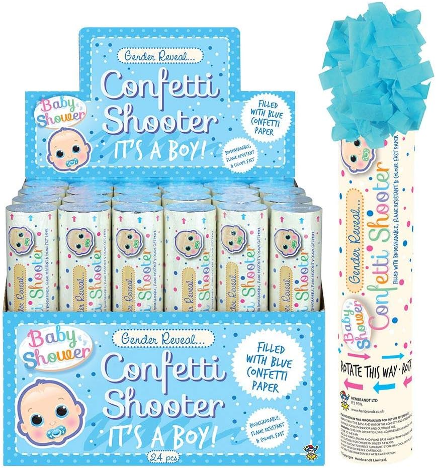 Hi Fashionz Pink Blue Reveal Secret Concealed Confetti 20cm Cannon Shooter Party Poppers Blue 20cm