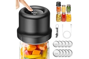 MORIKO Electric Mason Jar Vacuum Sealer, Upgraded Smart Integrated Design Vacuum Sealer Kit, Auto Stop 1800mAh Rechargeable Vacuum Sealer with Wide and Regular Mouth Mason Jar Lids for Food Storage