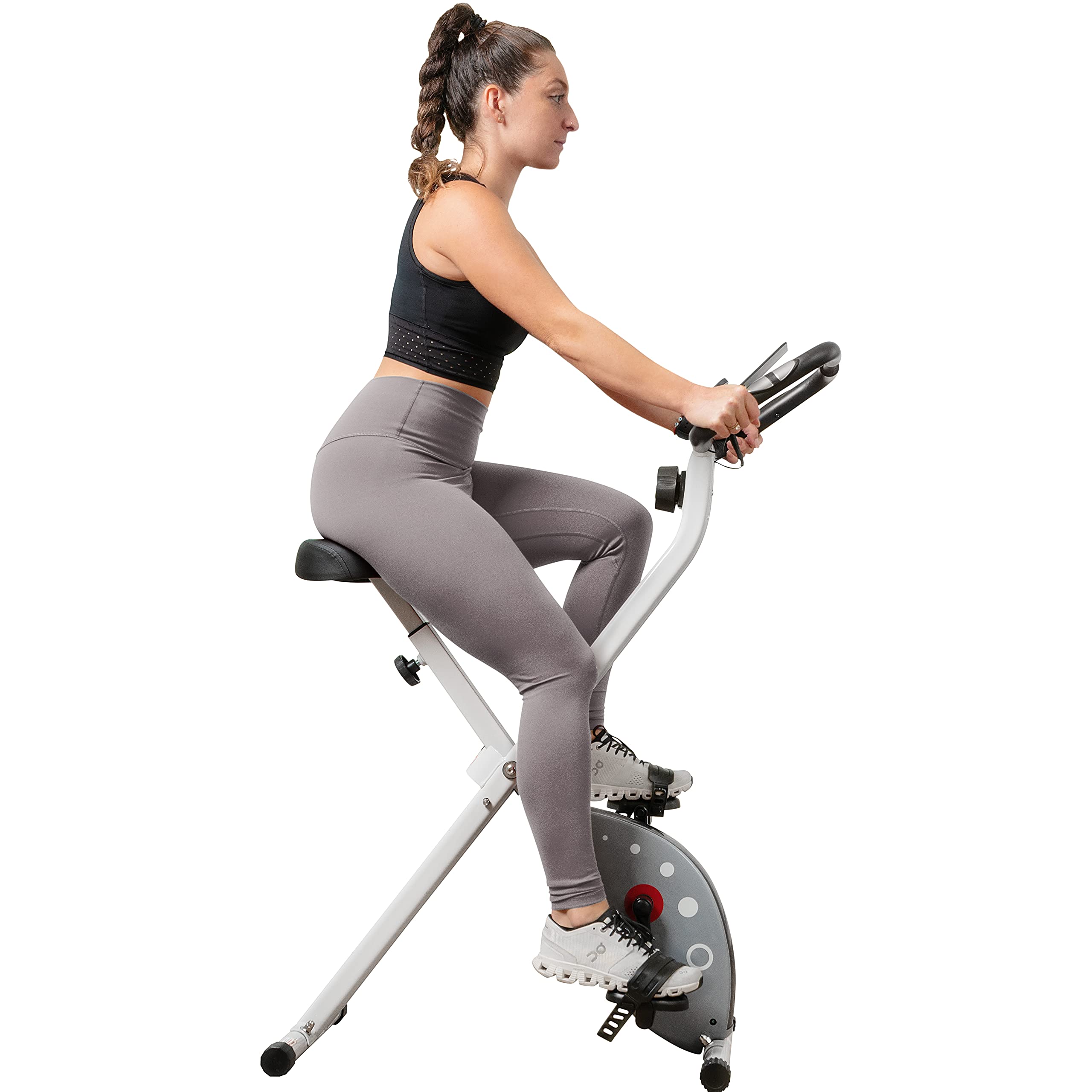 Sunny Health & Fitness Exercise Bike w/Pulse Sensors & Adjustable Cushion Seat, Home Cardio Training Machine for Adults/Seniors' Indoor Cycling Workout, Optional Compact Foldable or Electro-Magnetic