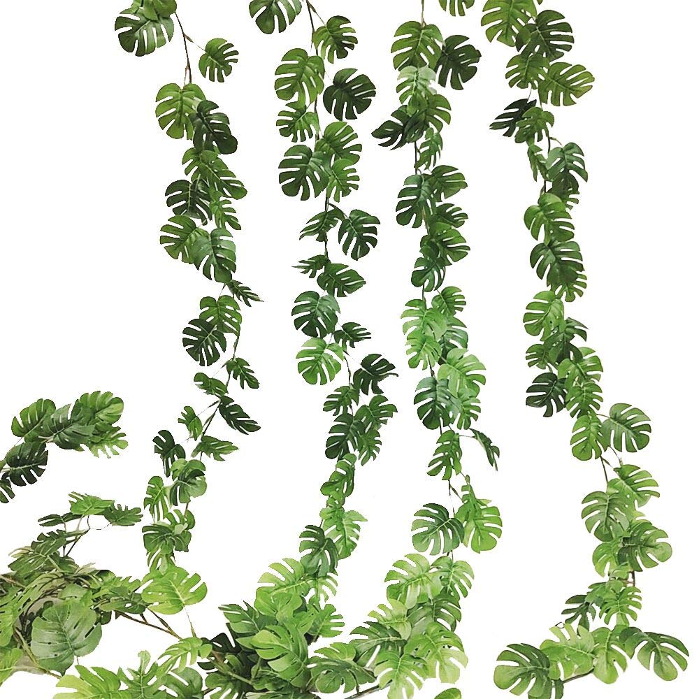 Fycooler Artificial Plants Monstera Leaves,Artificial Monstera Ivy Vines Hanging Garland,Faux Monstera Palm Ivy Leaf for Wall Decoration, Wedding, Bridal, Wreaths Ornaments (Ivy-2pcs)