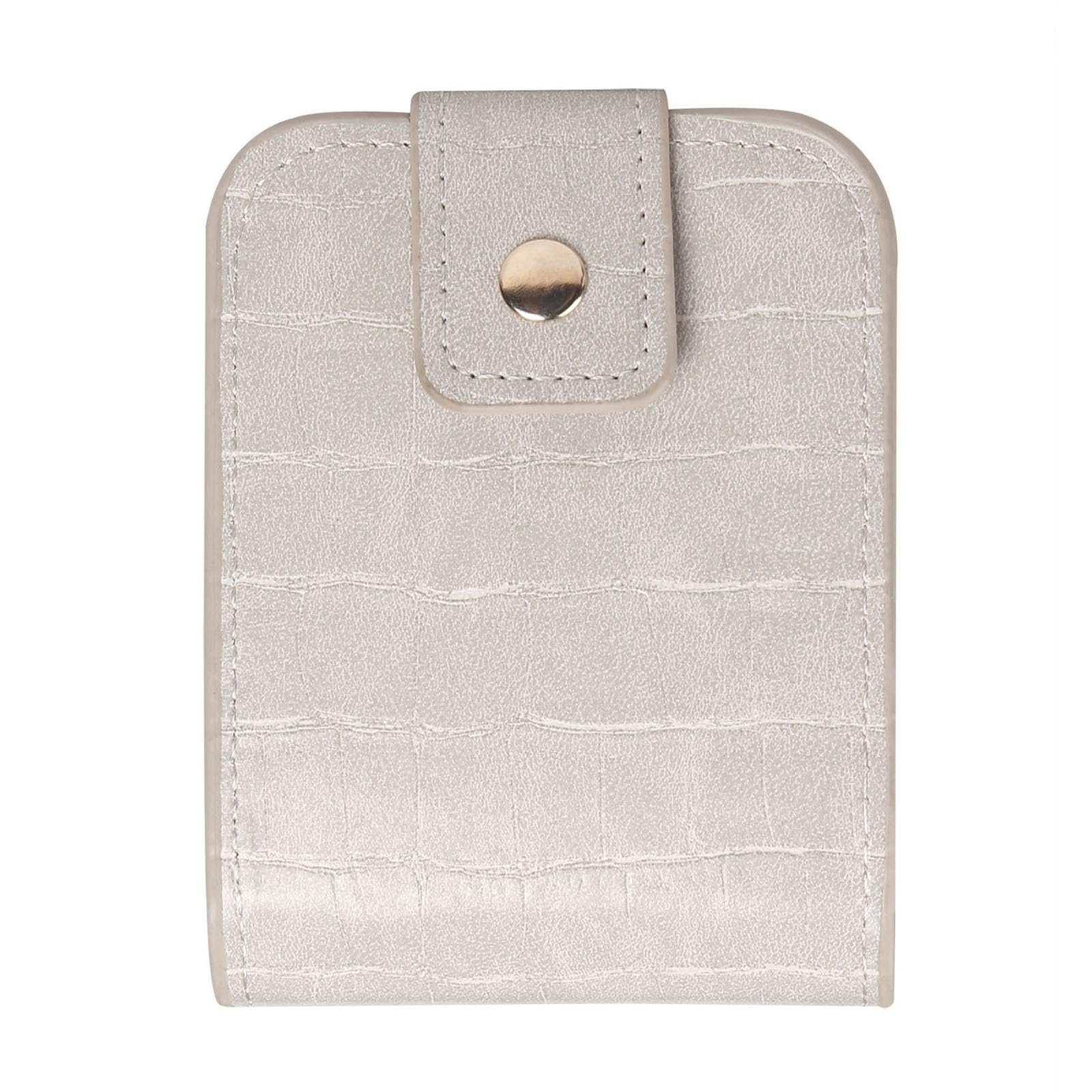 Leather Lipstick Case, Lipstick Organiser Waterproof Lipstick Holder Portable Leather Cosmetic Bag Travel Lipstick Holder with Mirror for Women and Girls (Grey)