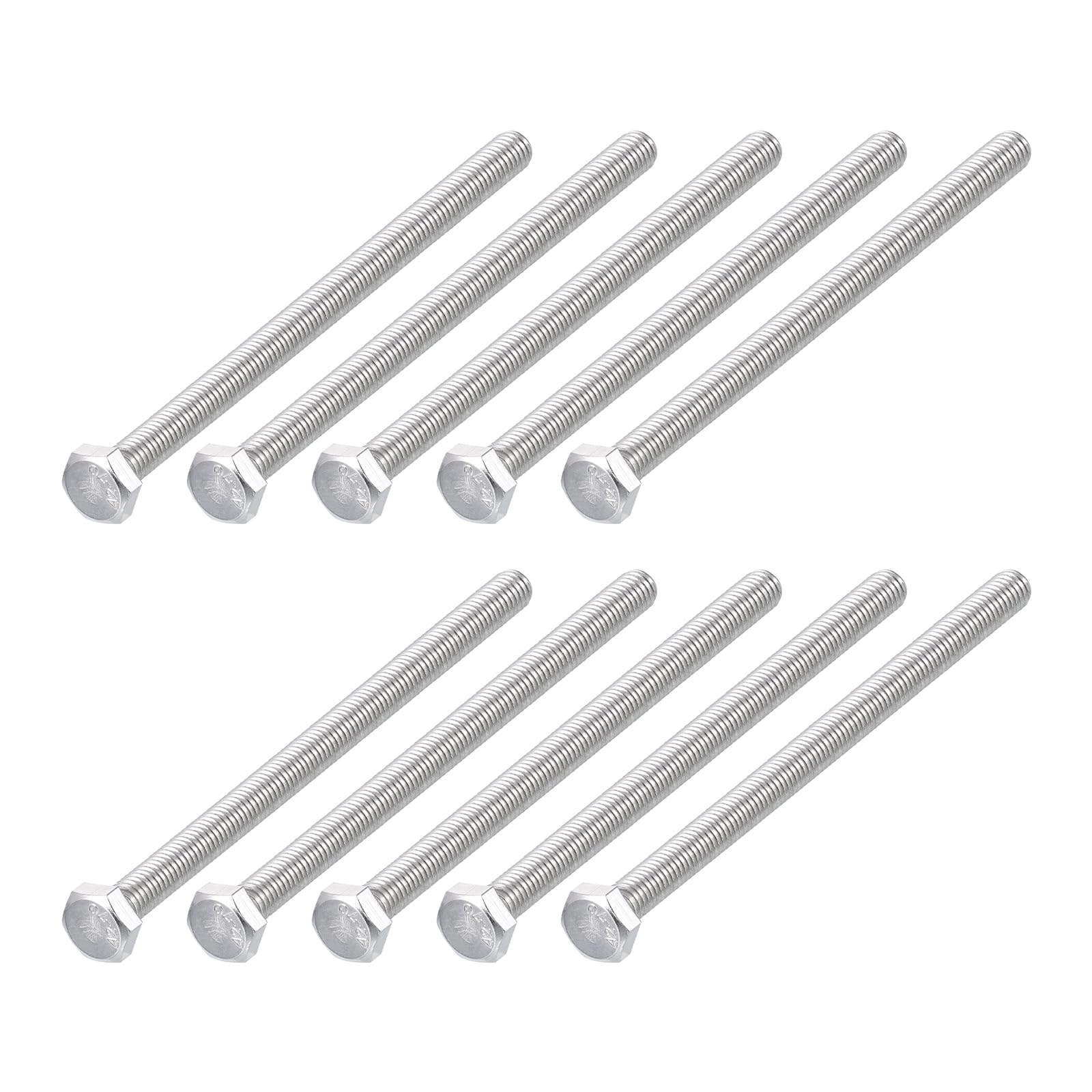 METALLIXITY Hex Bolts (M6-1x100mm) 10Pcs, 304 Stainless Steel Coarse Fully Threaded Hex Head Screw Bolt Machine Screws - for Furniture Repair, Silver