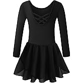 DANSHOW Girls’ Ballet Dance Leotards with Flutter Sleeve Petal Skirt and Bowknot Back
