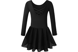 DANSHOW Girls’ Ballet Dance Leotards with Flutter Sleeve Petal Skirt and Bowknot Back