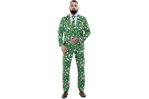 U LOOK UGLY TODAY Men's Christmas Party Suit Funny Costume Novelty Xmas Jacket Trousers with Tie