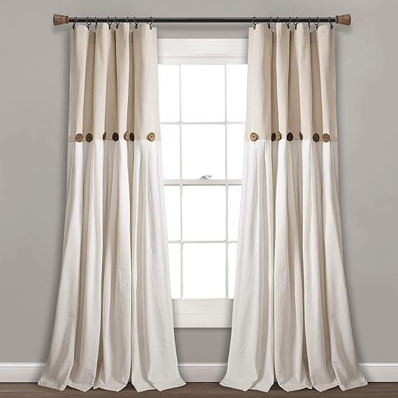 Lush Decor Linen Button Window Curtain Single Panel, 95" x 40" Amazon