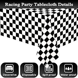 2 Pack Black and White Gingham Tablecloth