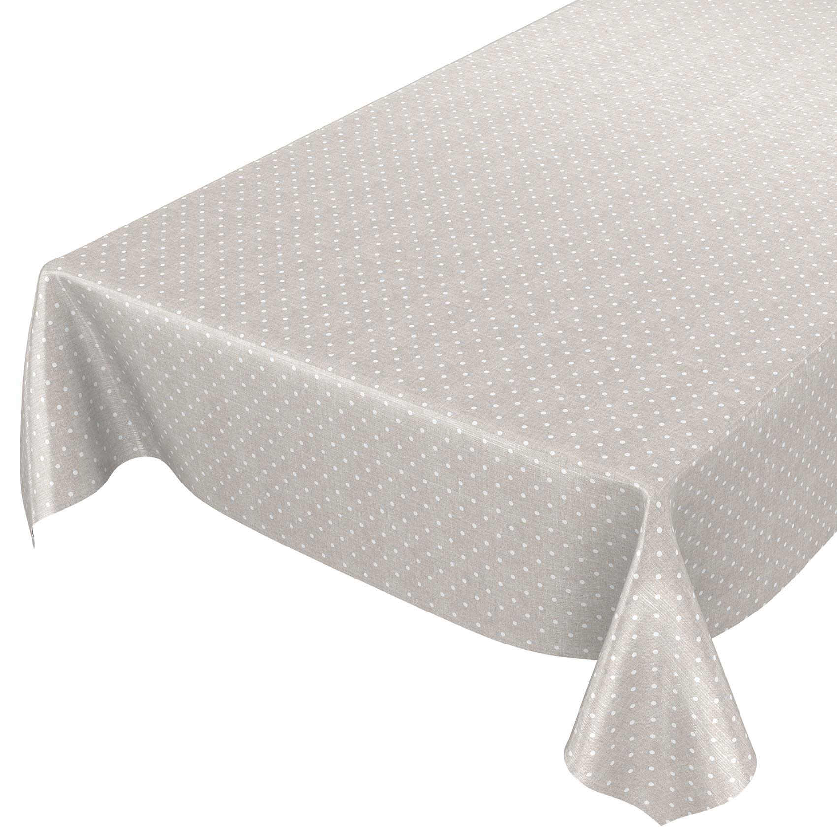 ANRO Oilcloth Tablecloth Oilcloth Tablecloth Tablecloth Polka Dots Plain Beige 180 x 140 cm 180 x 140 cm Cut Edge