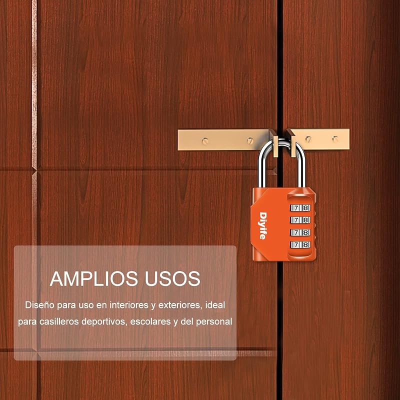 Fechadura Combinada Impermeável de 4 Dígitos, Para Ginásio, Cacifos, Arquivos e Caixa de Ferramentas, Laranja