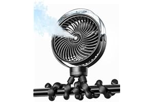 SWEETFULL Misting Stroller Fan – Portable Baby Fan with Spray Cooling, 4 Speeds, Quiet Rechargeable Fans for Travel, Outdoor,