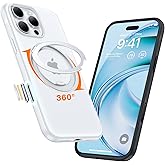 TORRAS 360 Magnetic Stand for iPhone 16 Pro Max Case[Fit for MagSafe][Camera Control Button][Mil-Grade Protection] Slim, Rotatable Kickstand, Translucent Glacier White 6.9", Ostand OFitness Series