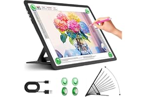 Zocelight Rechargeable A4 Light Pad with Built-in Stand,Super Bright Magnetic Light Table with Physical Buttons,Wireless Light Box for Tracing, Light Board for Diamond Painting,Sketching Weeding Vinyl