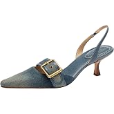 Coach Women's Margot Loved Denim Slingback Heels | Dress Shoes