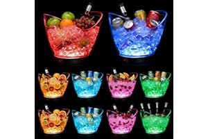 Umigy 8 Pcs LED Ice Buckets 2L Clear Plastic Beer Buckets with LED Light RGB Colors Changing Cooler Ice Container with Stand 