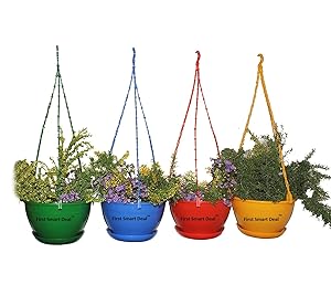 First Smart Deal Plastic Hanging Pot (Multicolour, Pack of 4)