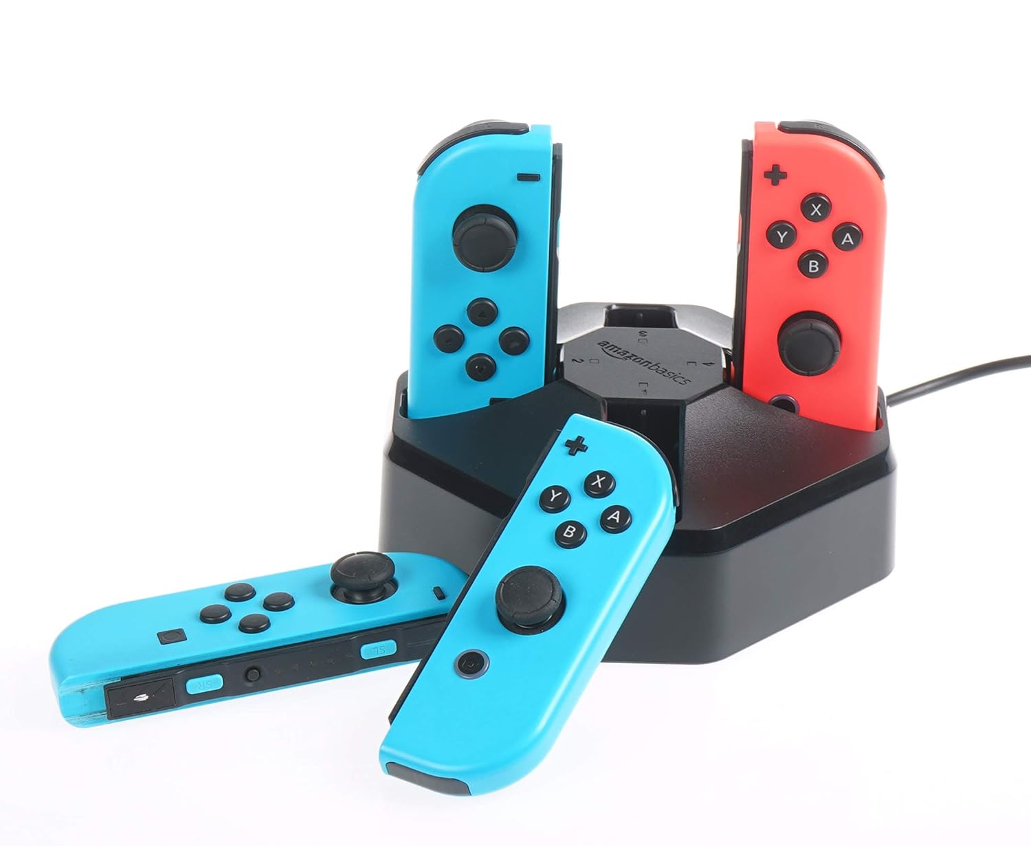 Basics Charging Station Dock for 4 Nintendo Switch Joy-con Controllers - 2.6 Foot Cable, Black: Video Games