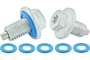 DSNADUO 2PCS Magnetic Oil Drain Plug M12-1.75, 15mm Hex Head T45 Torx Compatible with Insert Gasket, More 5PCS Gasket, fit for GMC, Buick, Cadillac, Chevrolet, Replace GM 55577568, 090-948, 090-948CD