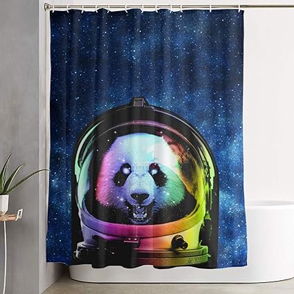 Amazon Com Water Repellent Bath Curtain Space Astronaut Panda