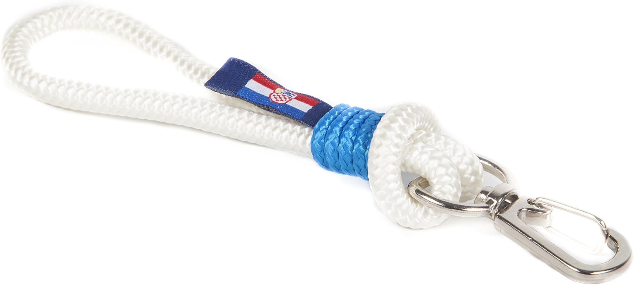 High-quality white and blue handmade nautical maritime yachting rope fashionable waterproof light key-chain key-ring car-ring charm - ZADAR COLLECTION