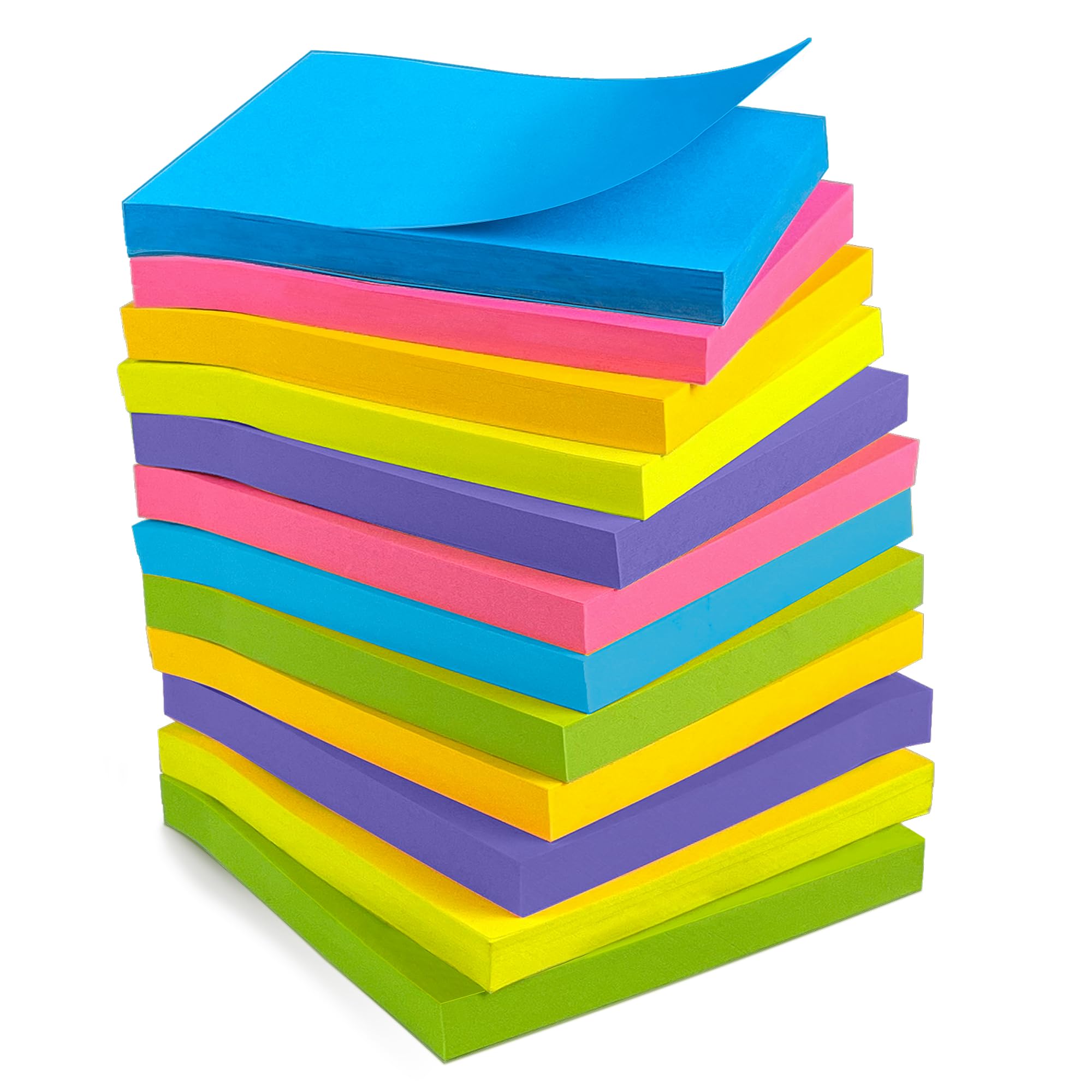 Photo 1 of OHOME Sticky Notes - 12 Pads, 3”x3” - Colorful Self-Stick Post Notes Bulk - Office Desk Accessories | Teacher Classroom Must Haves,Aesthetic School Supplies for Home,Stocking Stuffers for Women