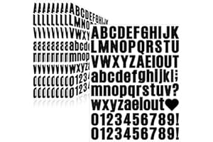 Llewyn 910 Pcs 10 Sheets Letter Stickers,Self Adhesive Waterproof 1 Inch Mailbox Numbers Vinyl Stickers,Alphabet Decals for Water Bottle,Window,Door,Classroom,Car,Laptop,Scrapbook (Black, 1 Inch)