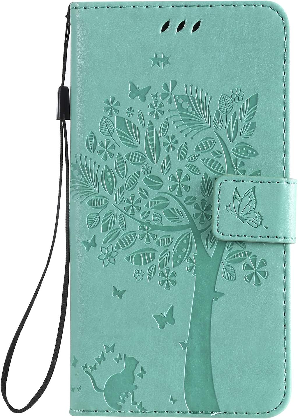Lomogo Leather Wallet Case for iPhone 11 (6.1") with Stand Feature Card Holder Magnetic Closure, Shockproof Flip Case Cover for Apple iPhone 11 2019 - LOKTU080696 Green