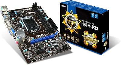 MSI H81M-P33 Motherboard LGA1150 Intel H81 DDR3 VGA DVI Gigabit LAN microATX