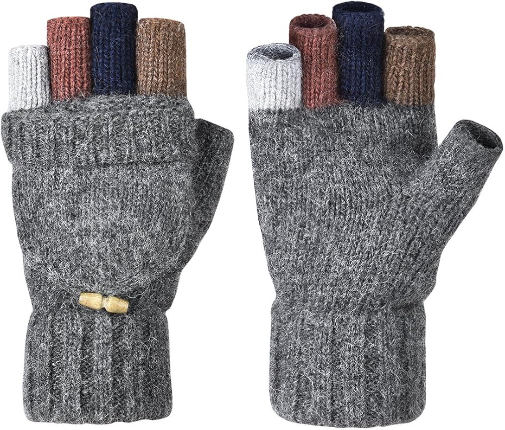 VBIGER Winter Gloves Warm Wool Mittens With Mitten Cover at  Men’s Clothing store