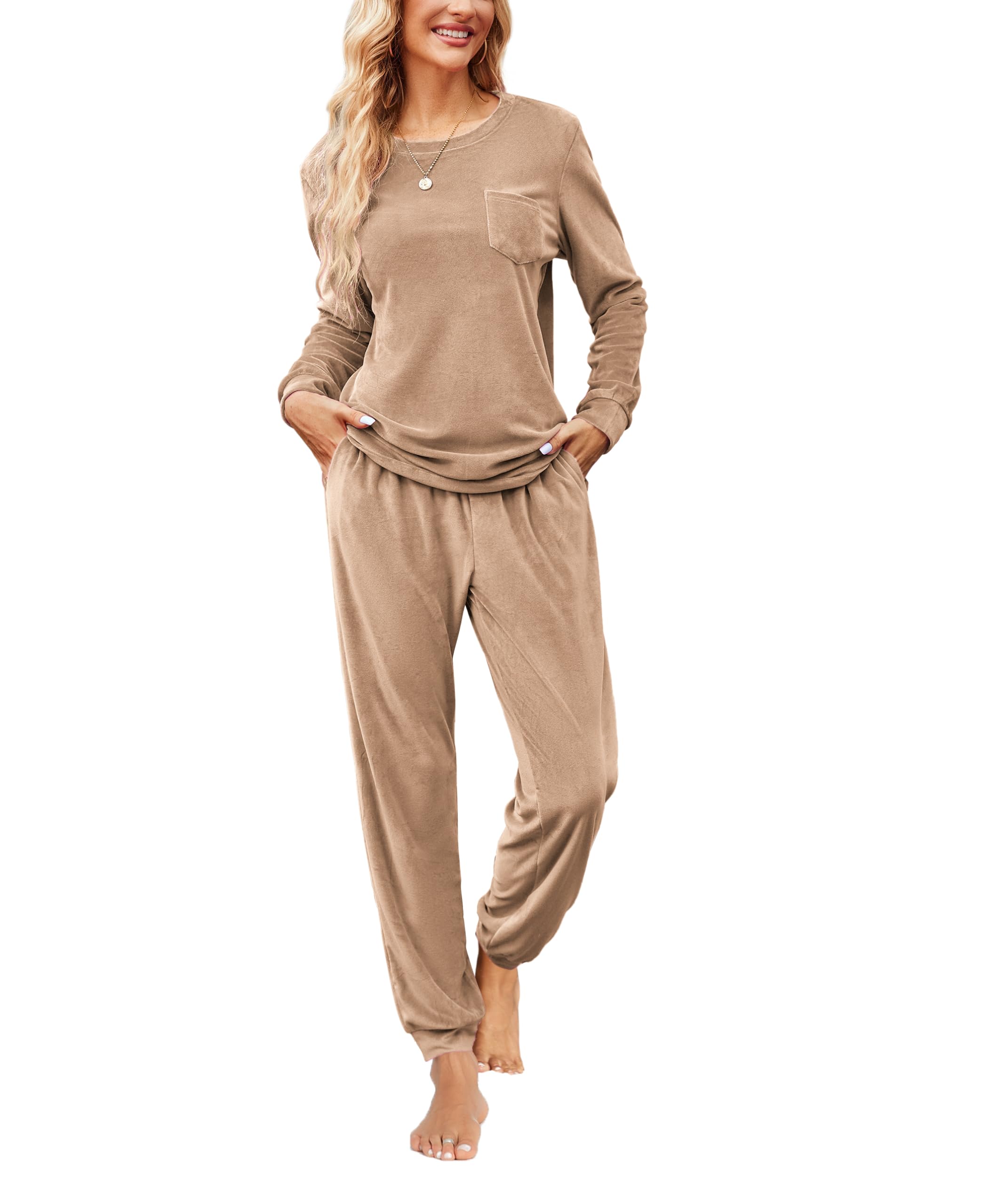Photo 1 of *THERMAL* *PICTURE ONLY USED AS REFERENCE*
Ekouaer Womens Pajamas Sets Long Sleeve Soft Sleepwear 2 Piece THERMAL Pjs Lounge Sets with Pockets Khaki