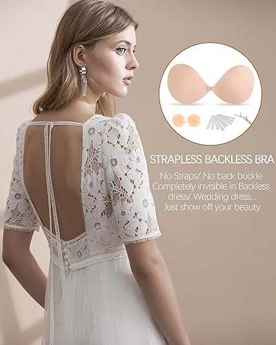 digitharbor StickyAdhesive Bra Strapless Invisible Push up Silicone Bra for Backless  Dress with Nipple Covers-3 Nude in Kenya | Whizz Adhesive Bras