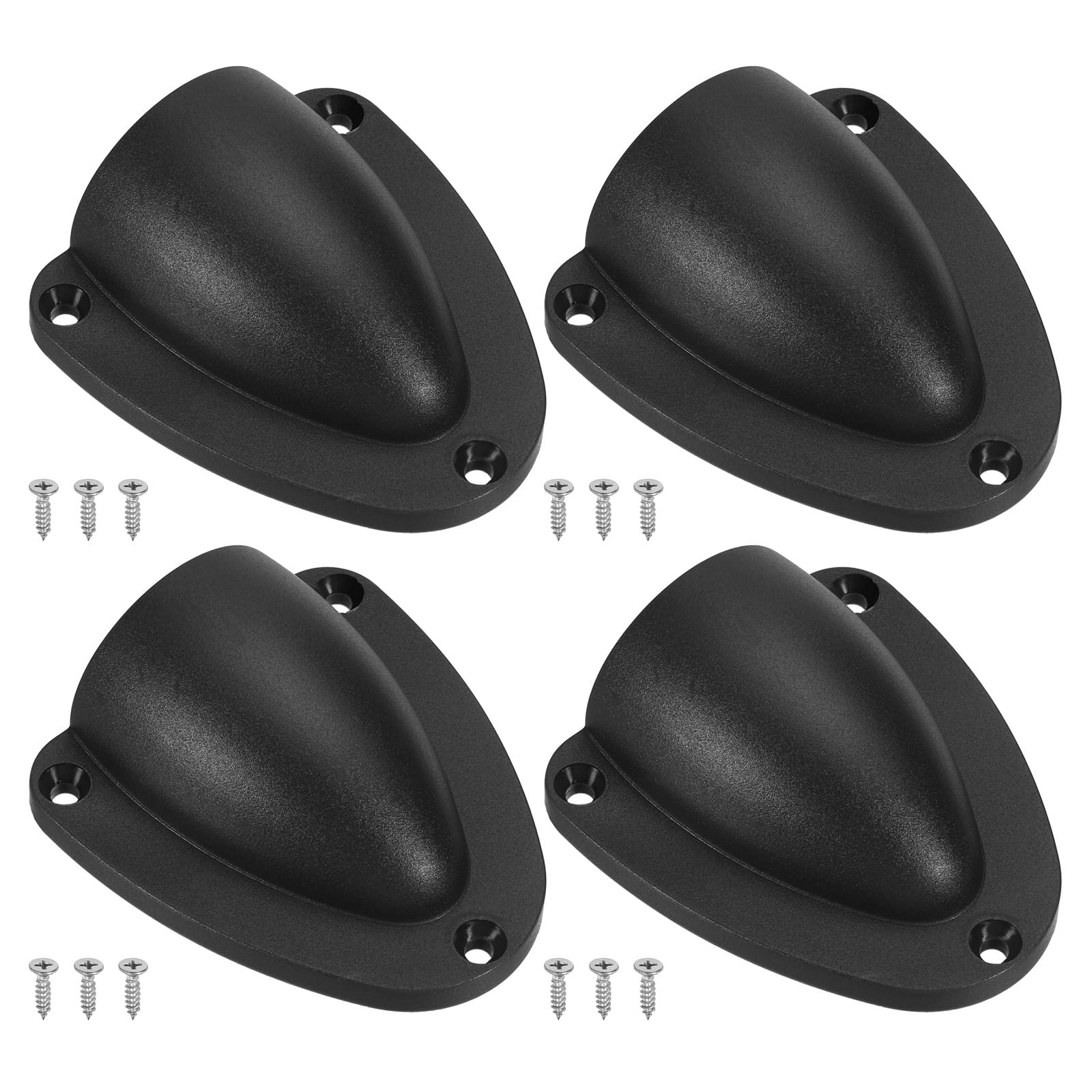 PATIKIL 3" Nylon Marine Wire Cable Vent Cover, 4 Pcs Plastic Clam-shell Vent Cap with Installation Screws for Boat Yacht, Black