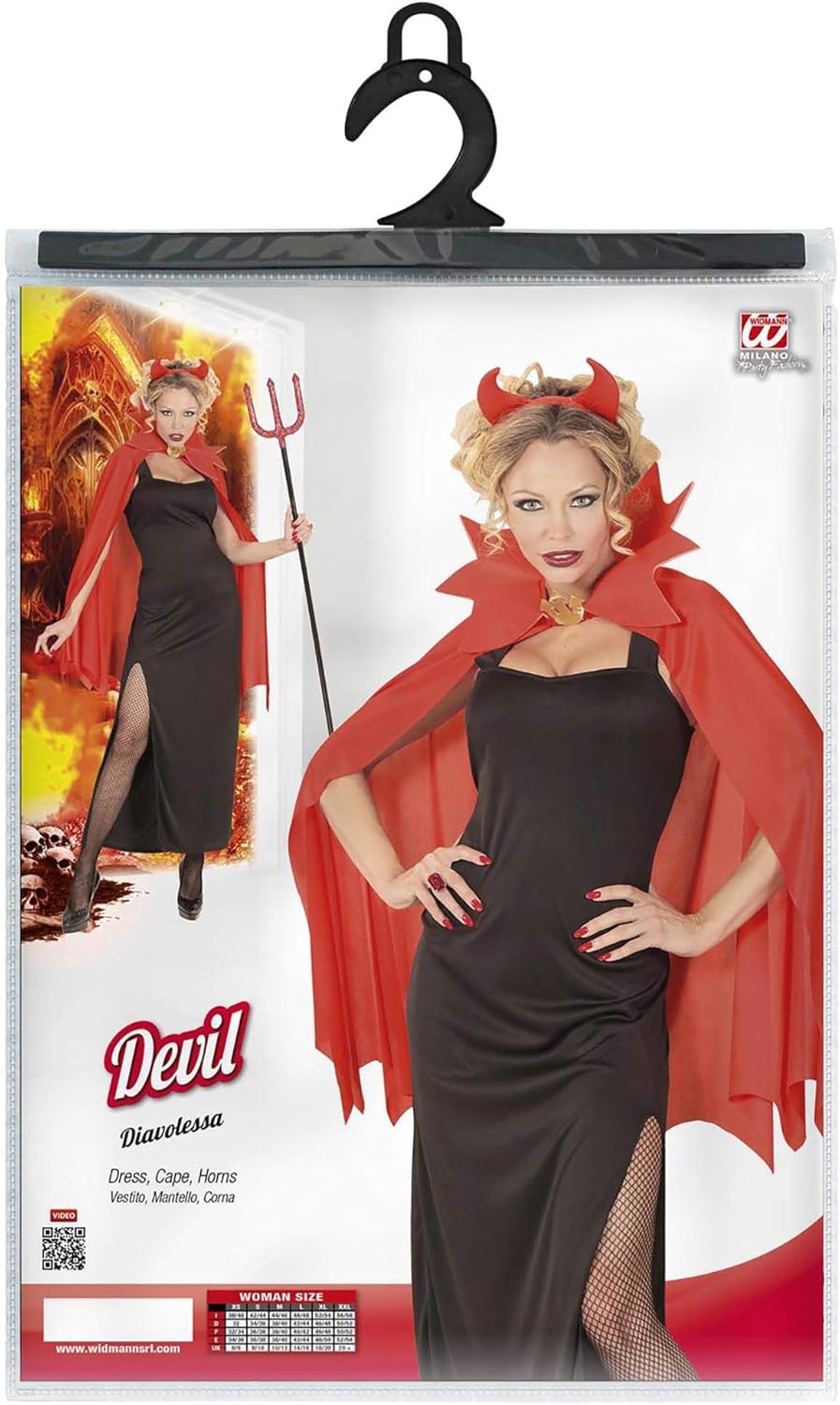 Ladies Red Flame Devil Girl Halloween Fancy Dress Costume - BigaMart