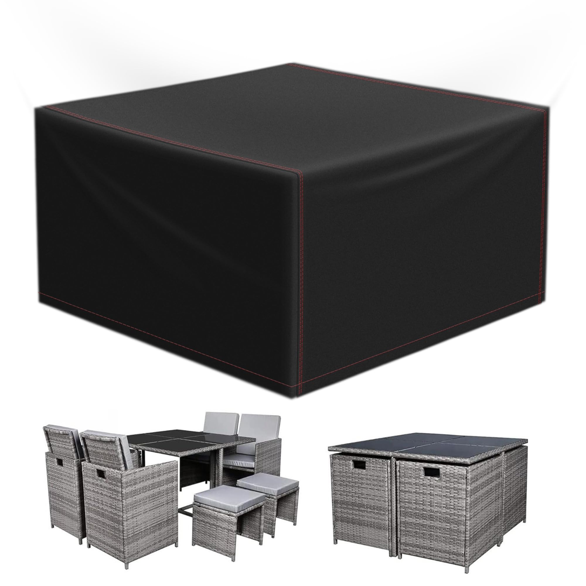 AOUXIN Outdoor Furniture Covers Waterproof, 125X125X74cm Square Outdoor Table Cover, Anti-UV, Tear-Resistant, 420D Heavy Duty Patio Rattan Cube Table Covers, Windproof