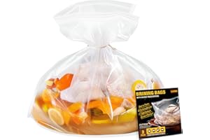 LANXU Turkey Brining Bags Kit of 2 Extra Large, 21.6"×19.6", Brine Bag with Double-Zippered for Secure Seal, Heavy Duty with Gusseted Bottom, Holds up to 30lbs, Secret to Juicy Turkeys
