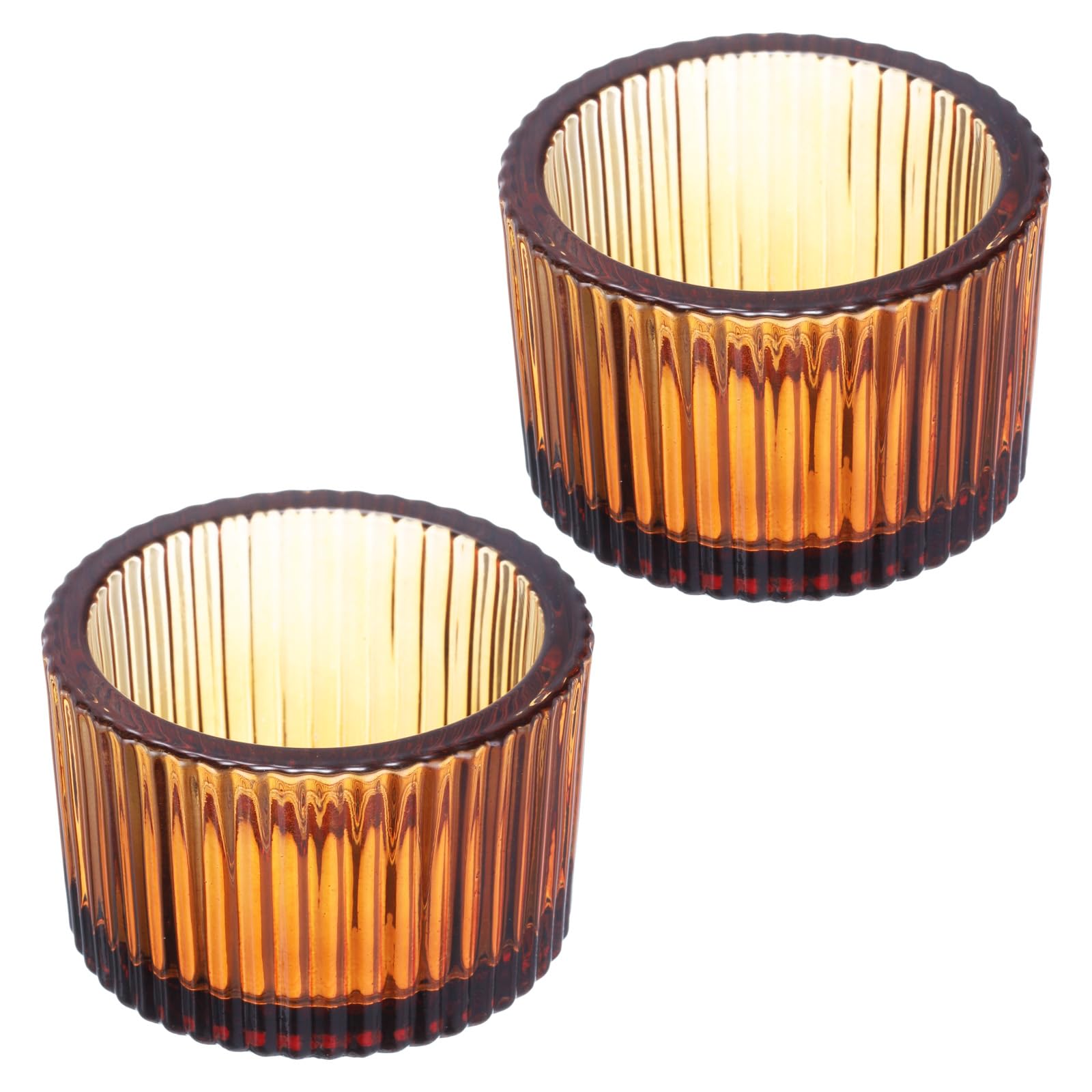 PATIKIL 2 Pcs Tealight Candle Holder, Tea Lights Candle Holder Glass Votive Candle Holders Glass Candle Holders for Table Centerpiece Decor Wedding Dinner Party, Brown