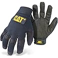Cat® CAT012212L Spandex Back Utility Gloves – Black, Large, Water-Resistant Clarino Palm Gloves with Adjustable Wrists
