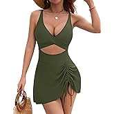 BMJL Womens One Piece Swim Dress Tummy Control Swimsuits Slimming Tie Back Bathing Suits Swimwear 2025