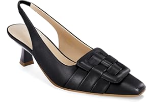 COUTGO Womens Sling Back Kitten Heels Low Dress Shoes Slingback Pumps Pointed Closed Toe Comfortable Party Office Sandals