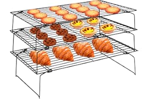 3-Tier Cooling Racks, 15.7" x 10" Stackable Baking Racks Non-Stick Stainless Steel Cookie Cooling Wire Rack for Cake Bread Ba