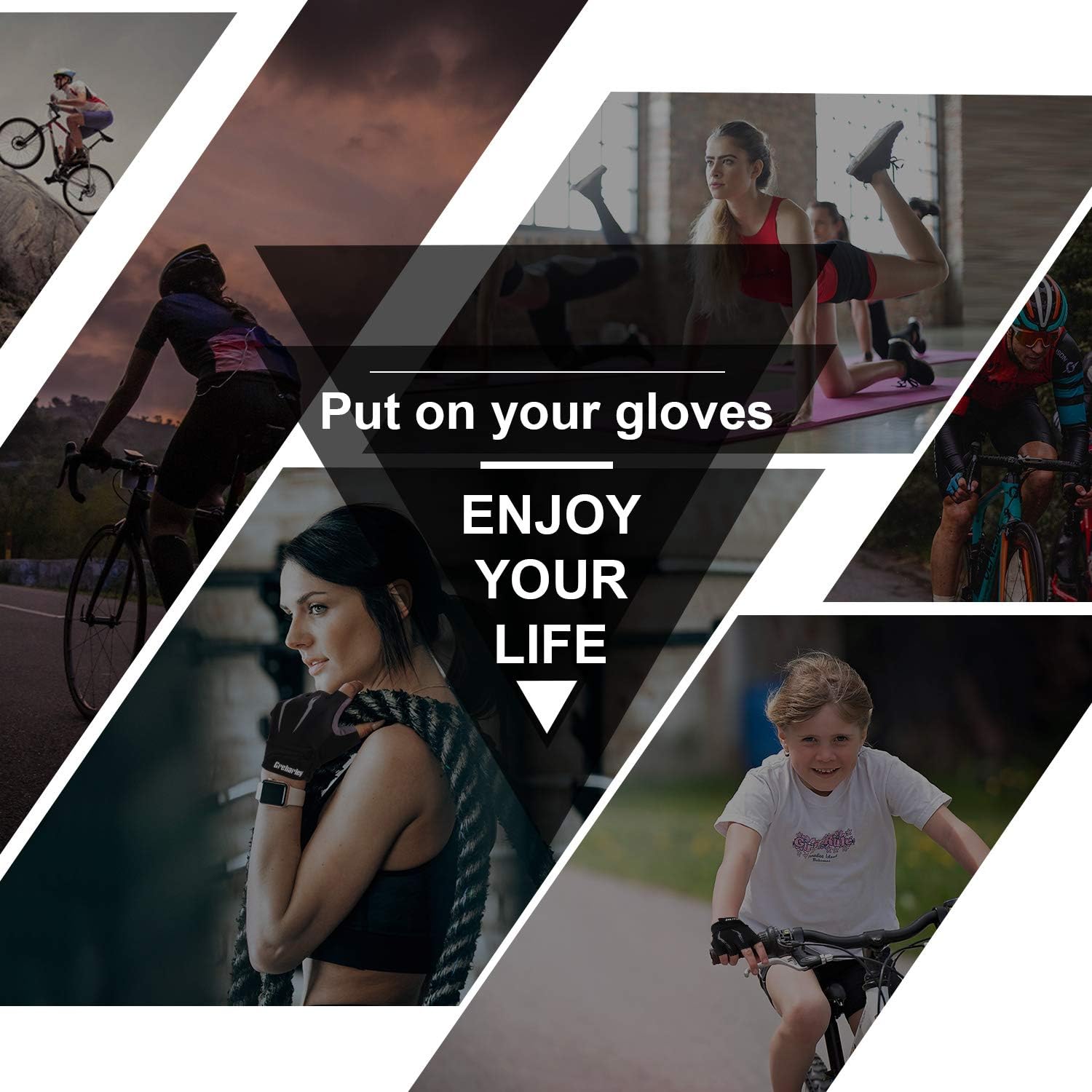 Grebarley Cycling Gloves Bike Gloves Bicycle Gloves Gym Gloves Mountain Road Anti-Slip Shock-Absorbing Gel Pad Light Weight Breathable MTB Biking Gloves for Men Women: Clothing