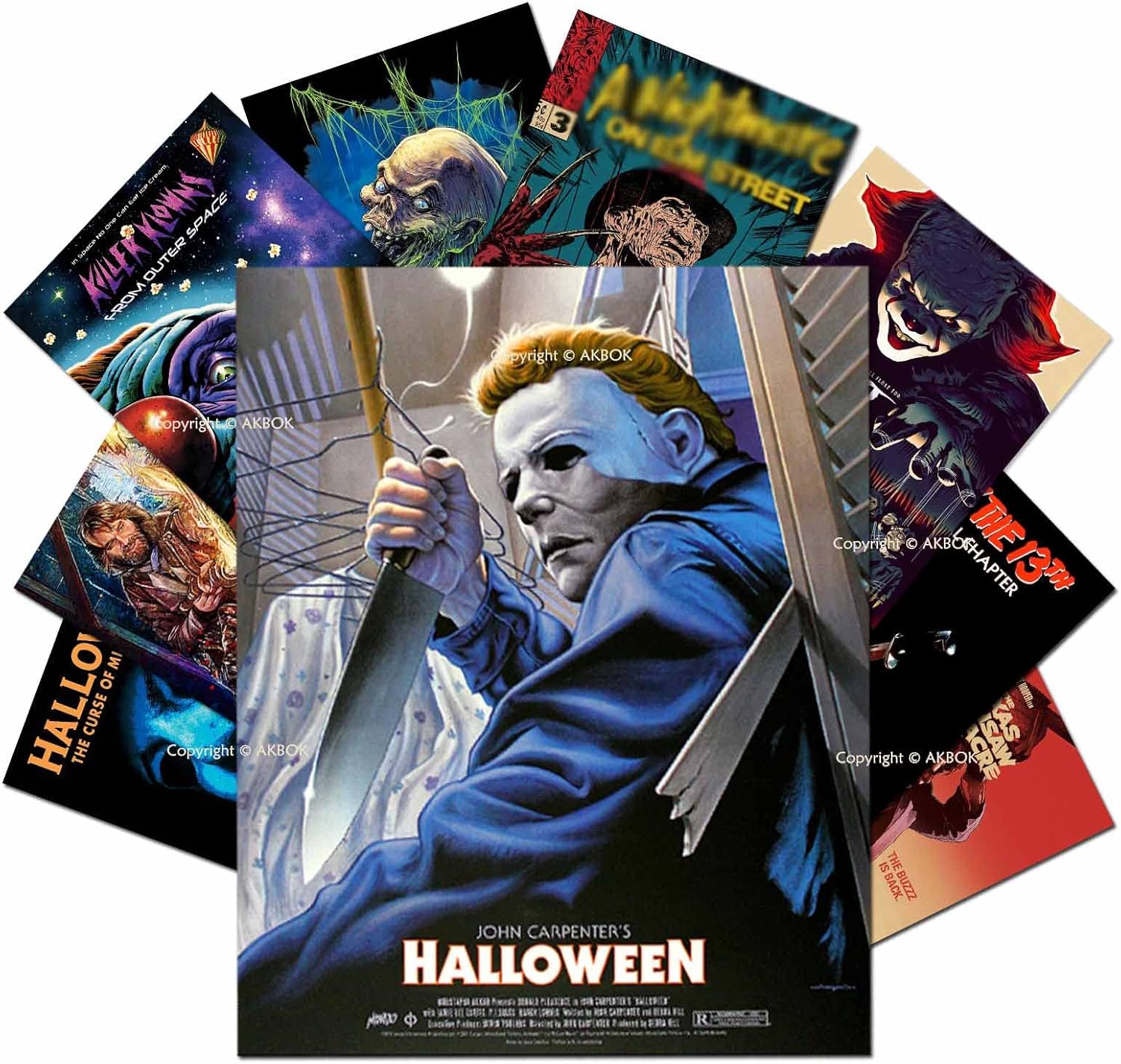 Wall Décor - Vintage Horror Movie Posters Set - Classic Scary Movie Art Prints Horror Movie Character Wall Art Posters for Home Living Room Bedroom Man Cave Theater Decor - 9Pcs 8”X 10” Unframed