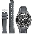 BONACE Bands for Moonswatch Watch,Curved SIlicone Strap Compatible with Omega X Swatch 20mm Watch,Swatch Omega Moonswatch Speedmaster Replacement No Gap Strap Men Women