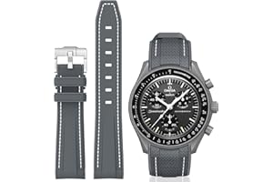 BONACE Bands for Moonswatch Watch,Curved SIlicone Strap Compatible with Omega X Swatch 20mm Watch,Swatch Omega Moonswatch Speedmaster Replacement No Gap Strap Men Women
