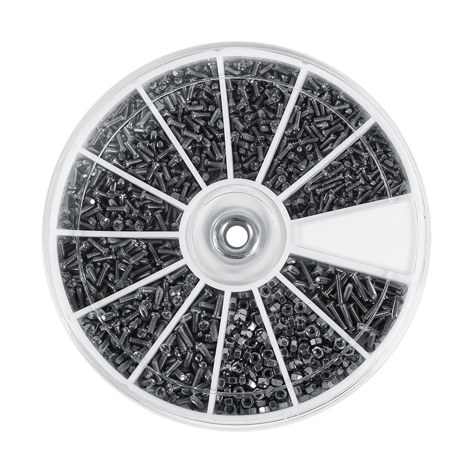 600pcs Screws Nuts Kit, 12 Kinds of Small Screws Nuts Assortment Kit, M1 M1.2 M1.4 M1.6 with Plastic Box for Watches Glassess Electronics with Plastic Box