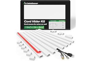 CableGeeker Cord Hider Kit, 113in Cord Covers for Wires on Wall, Paintable Self-Adhesive Cable Raceway, Wire Covers for Wall 